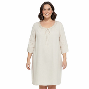 Rosemarine Elegant Linen Cream Lady Women 3X Spring Summer Lightweight Dress